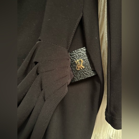 Joseph Ribkoff Faux Wrap Black Dress Womens Size 14 Long Sleeve Cowl Neckline - Picture 4 of 7